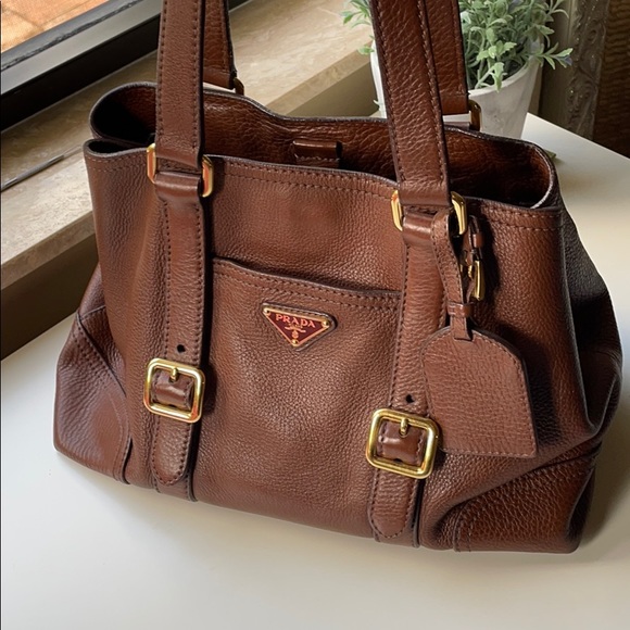 Prada classic brown leather handbag